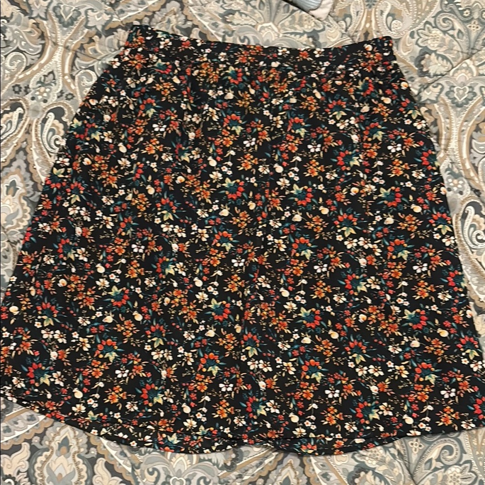 Floral Black Skirt